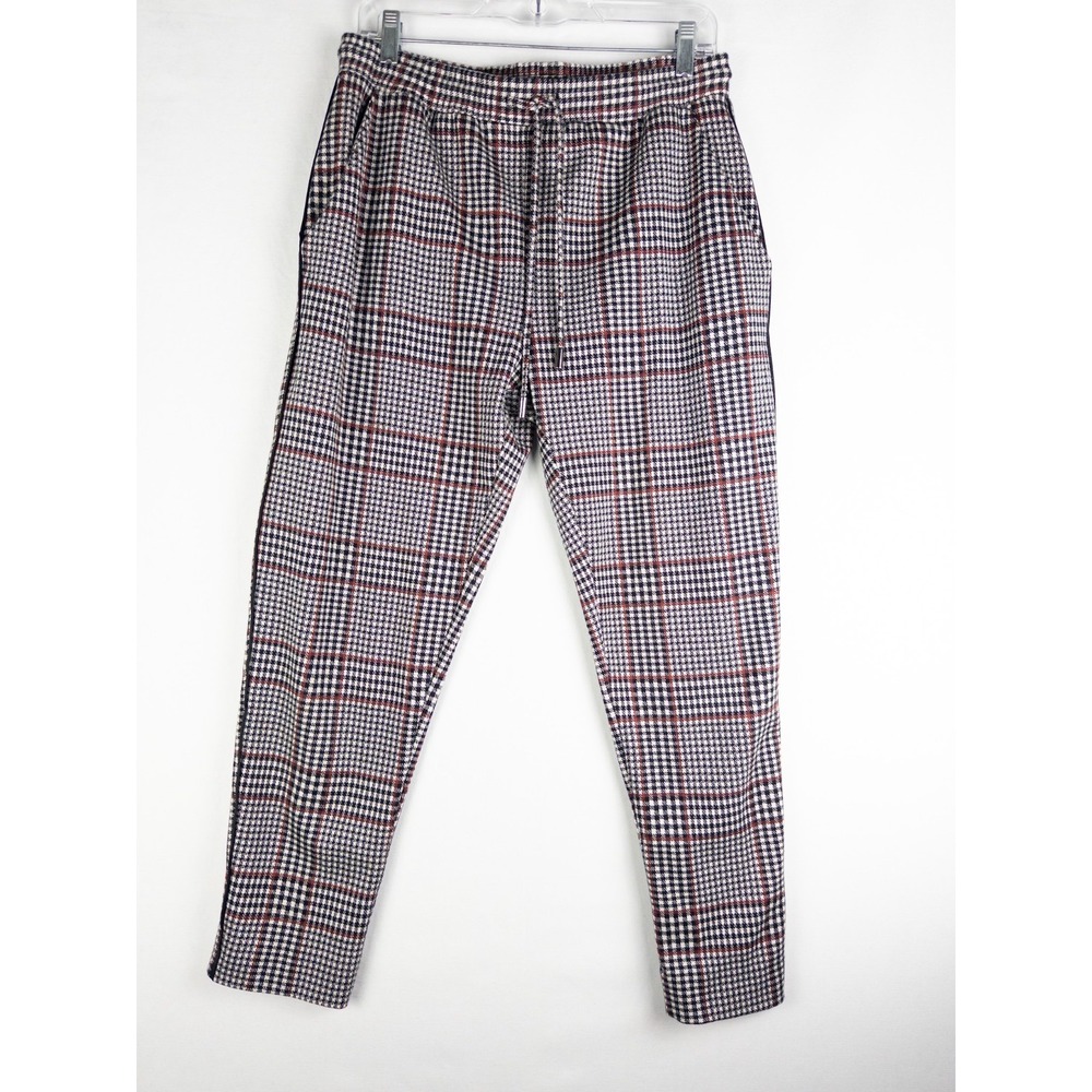 Anthropologie Pull On Pants Womens S Plaid Ankle Cotton Blend Casual Drawstring‎